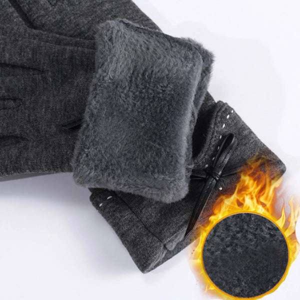 Women's Bow Knot Fleece Warm Gloves